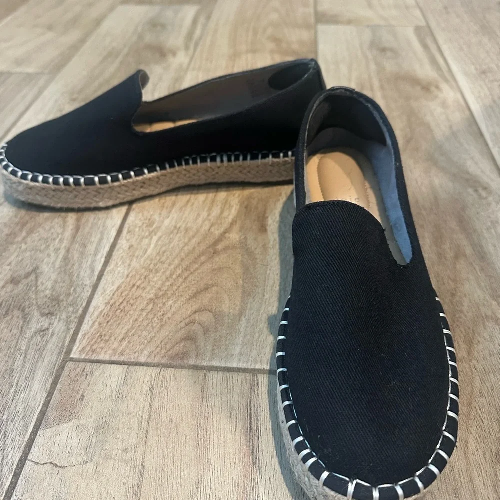 Joie Black Canvas Espadrille Slip-On Flats